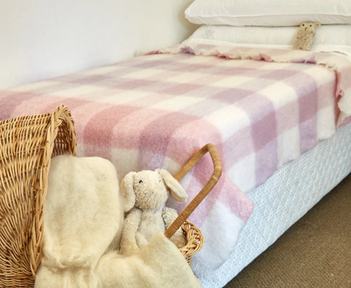 INGUBO Mohair Candy Floss Checkered Mohair Wool Blanket Throw 180 x 130 cm