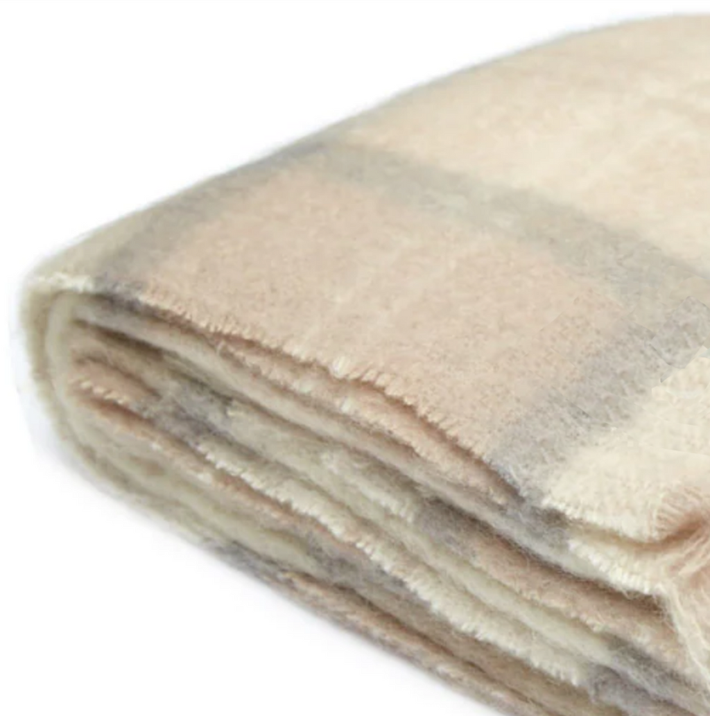 Luxurious Ingubo Mohair Wool Blanket Throw 130x180cm – Earth Checkered