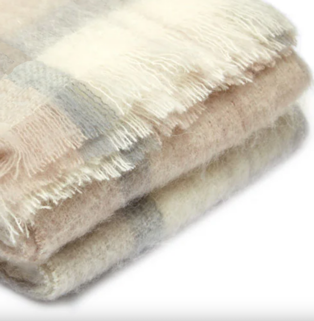 Luxurious Ingubo Mohair Wool Blanket Throw 130x180cm – Earth Checkered