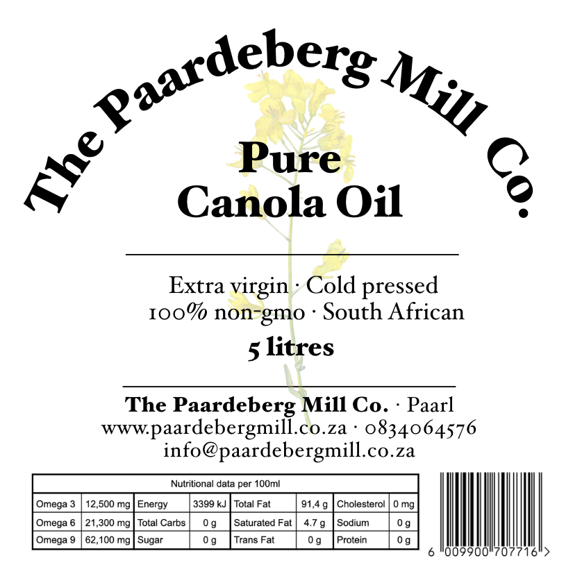 NEW! Introducing The Paardeberg Mill Co. Pure Canola Oil 5L