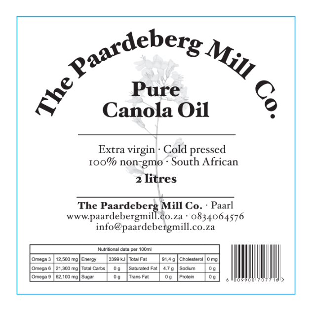 The Paardeberg Mill Co. Pure Canola Oil 2L
